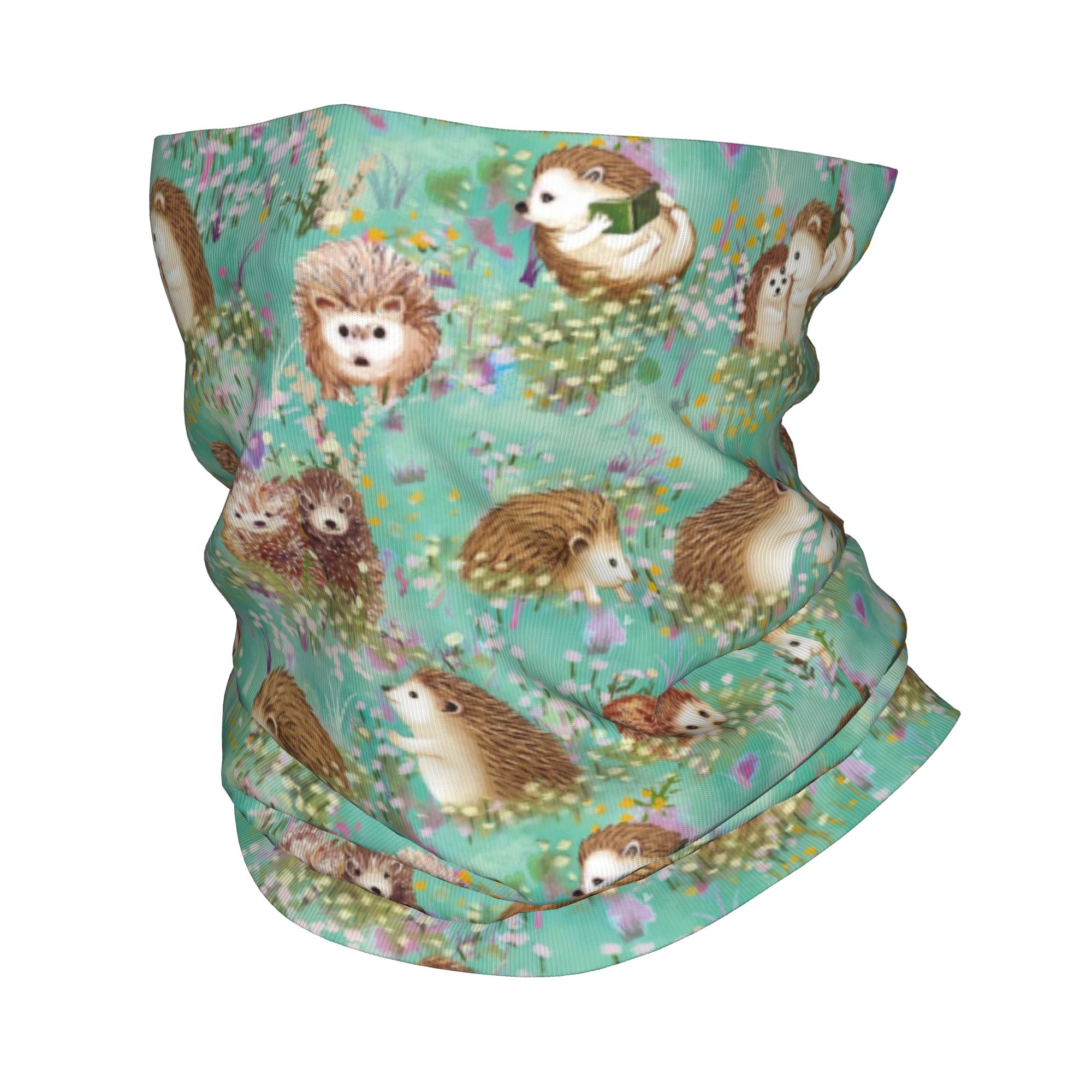 Neck Gaiter Face Cover - Autumn Hedgehog Spring Floral Bandana Neck