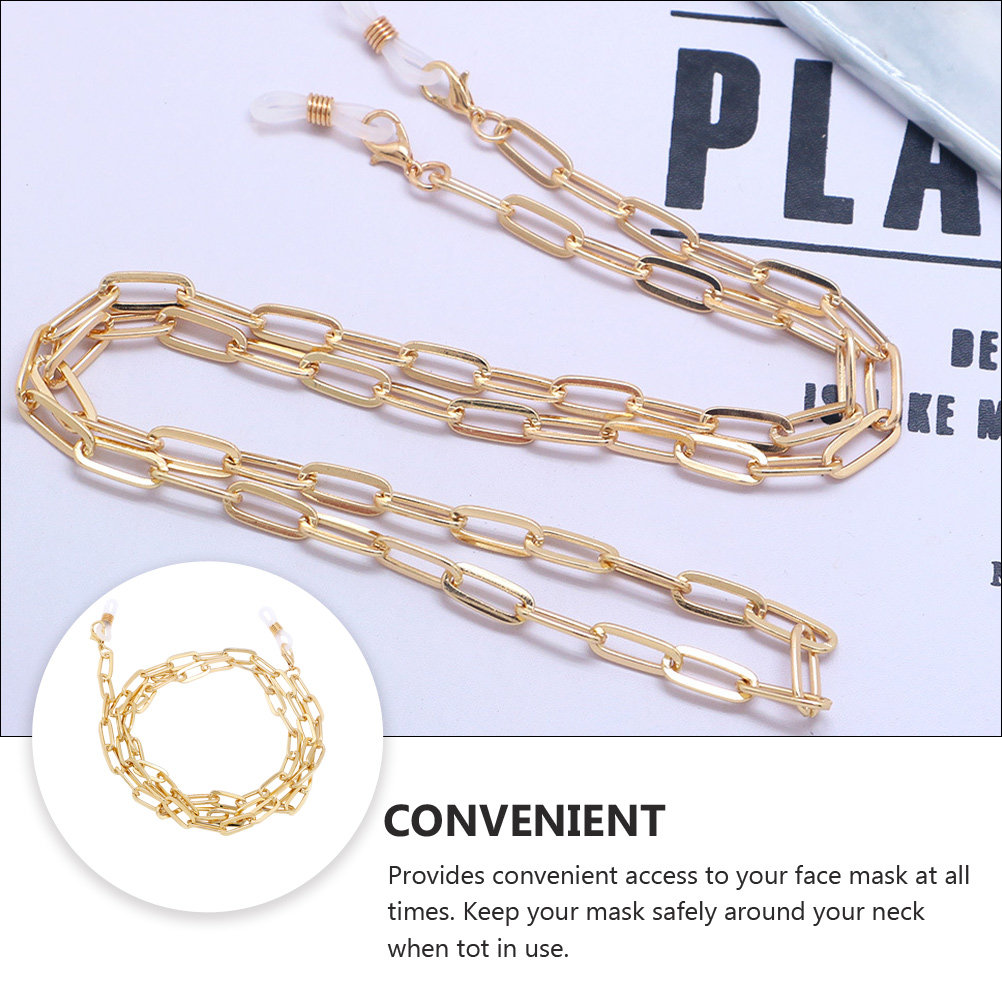 Golden Paperclip Link Necklace - Mask Chain Holder review and price