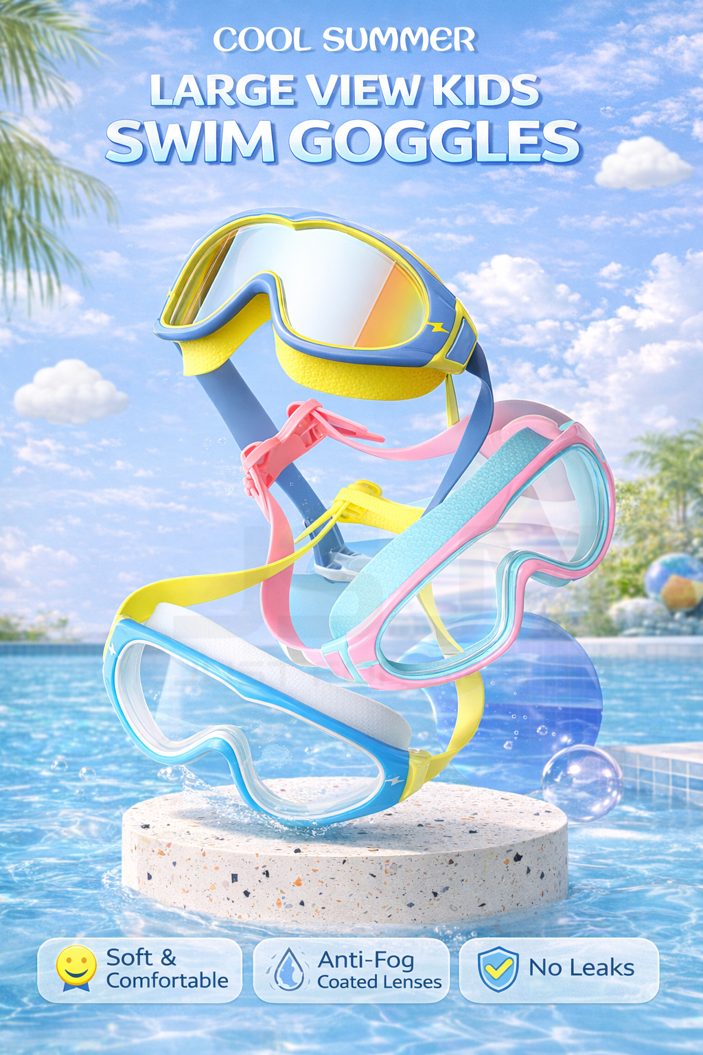 JSJM Kids Swimming Goggles Big - Silicone Mask Bracket review and price