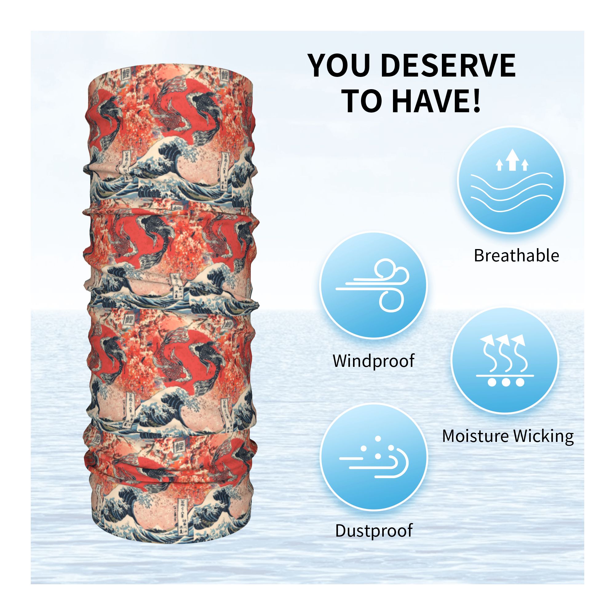 Koi Fish and Great Wave off Ka - Sports Mask Breathable review and price